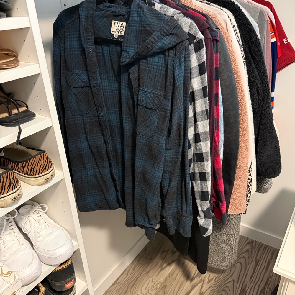 TNA Lot Plaid Hooded Shirts